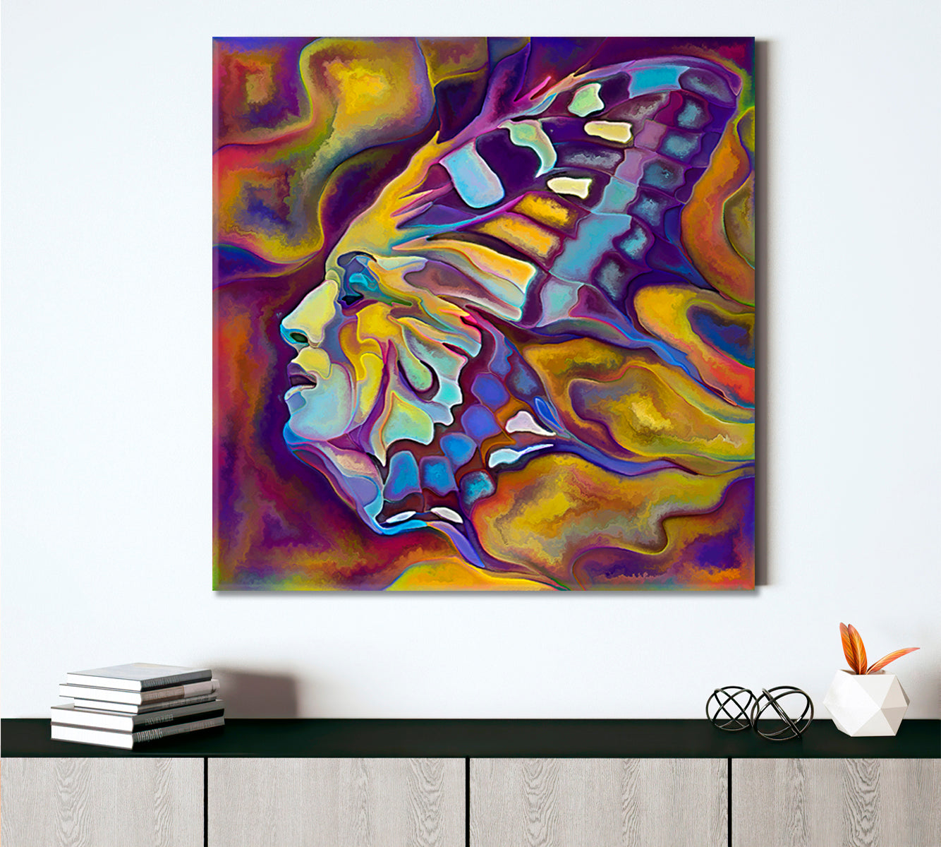 PURPLE DREAM  Abstract Human Portrait As A Butterfly Abstract Art Print Artesty   