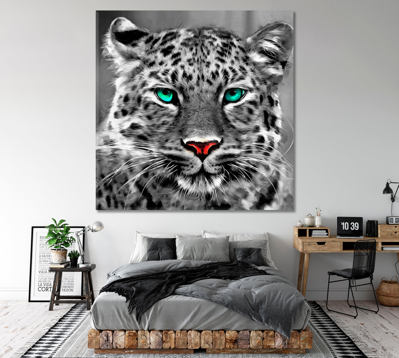 Portrait Albino Bengal Tiger Turquoise Eyes Animals Canvas Print Artesty   