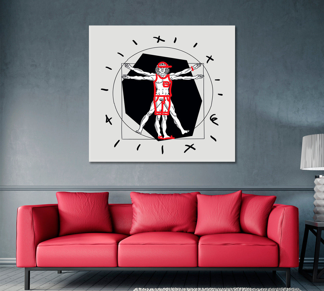 VITRUVIAN MAN Leonardo Da Vinci Modern Art Black and White Wall Art Print Artesty   