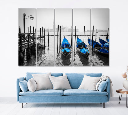 Venice Italy Typical Gondolas Cities Wall Art Artesty 5 panels 36" x 24" 