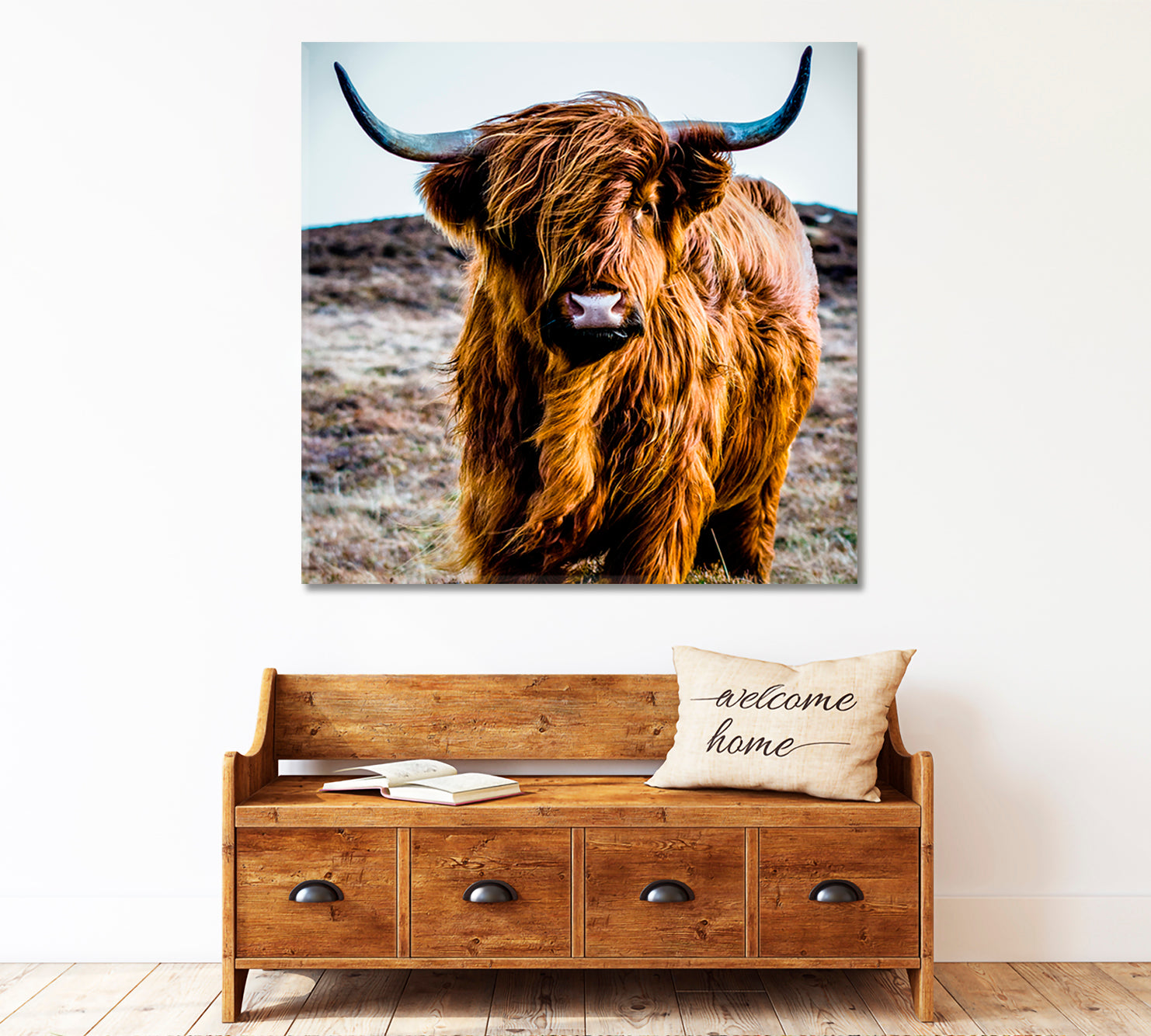 Shaggy Highland Cow Animals Canvas Print Artesty   