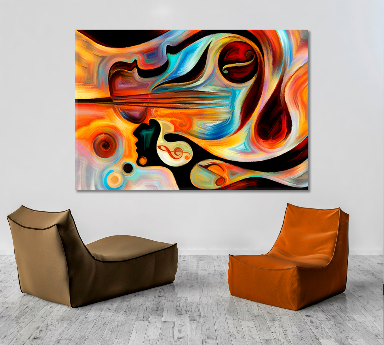 INNER MELODY Modern Colorful Human Musical Shapes Abstraction Music Wall Panels Artesty 1 panel 24" x 16" 