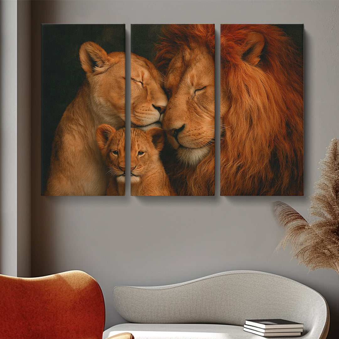 Lion Family Close Up Animals Canvas Print Artesty