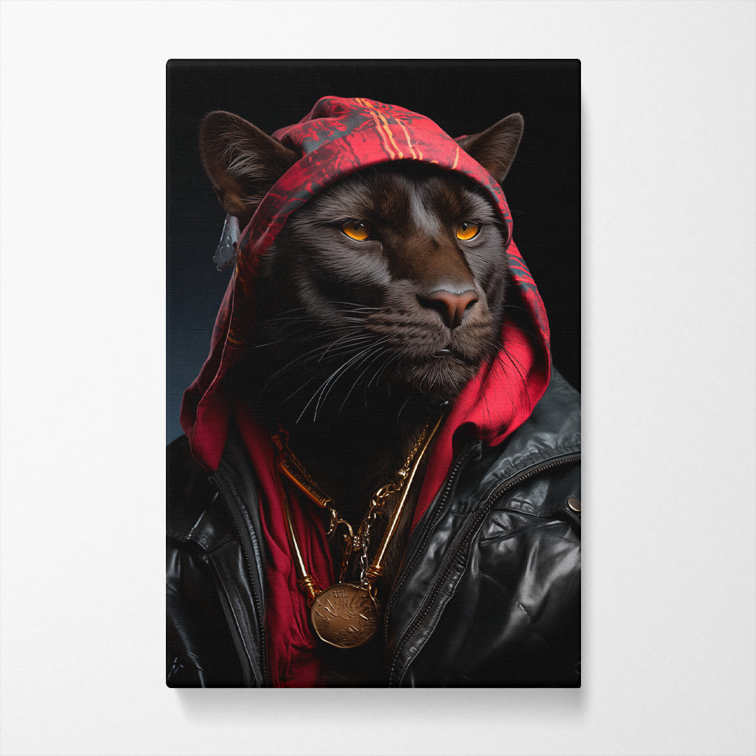 Hip-Hop Style Panther in Hoodie Canvas Prints Artesty