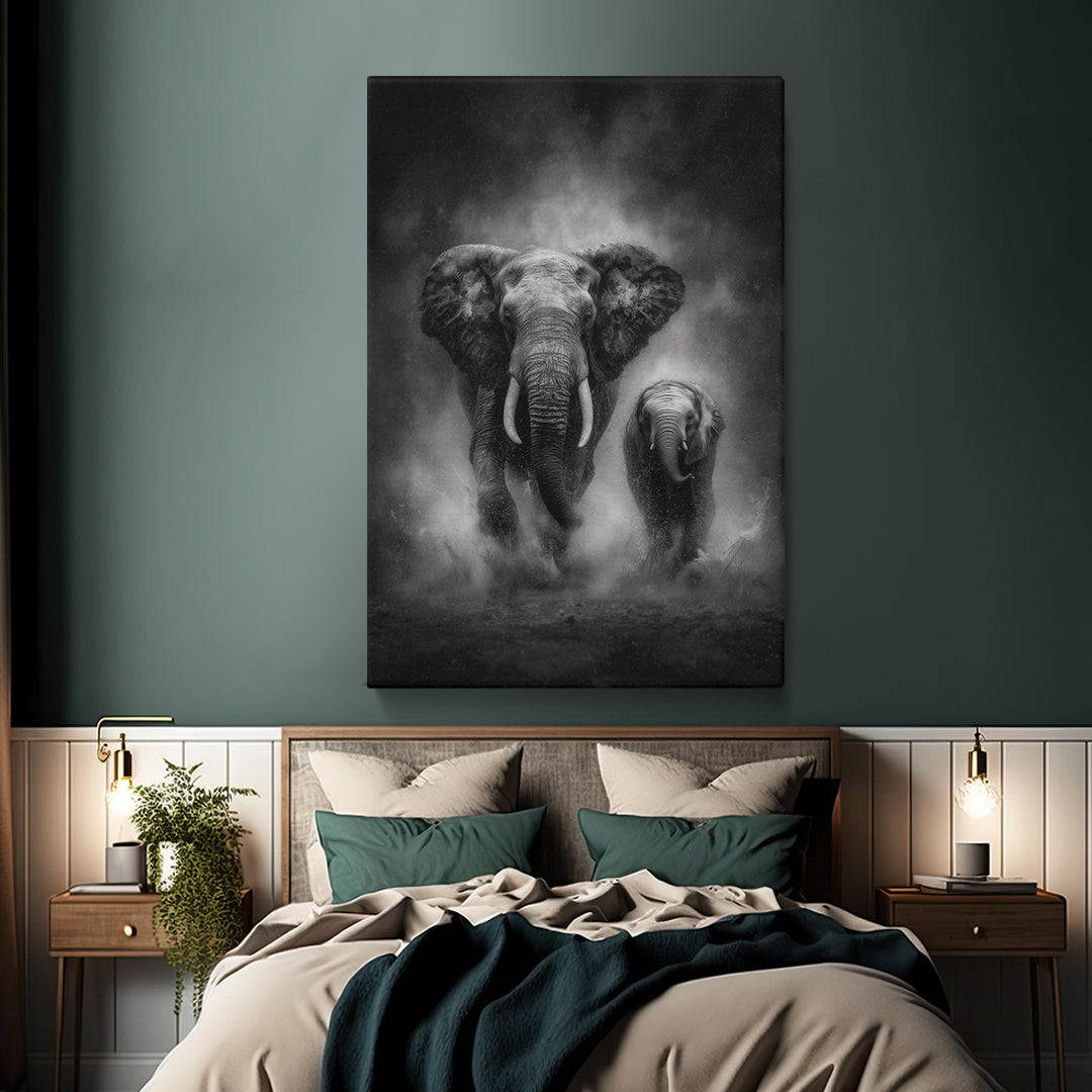 Black and White Elephants Canvas Prints Artesty