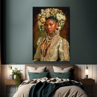Afrocentric Wall Art with Floral Headdress