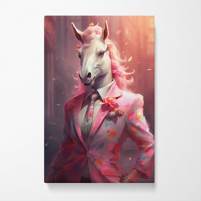 Unicorn in Pink Floral Suit Canvas Prints Artesty