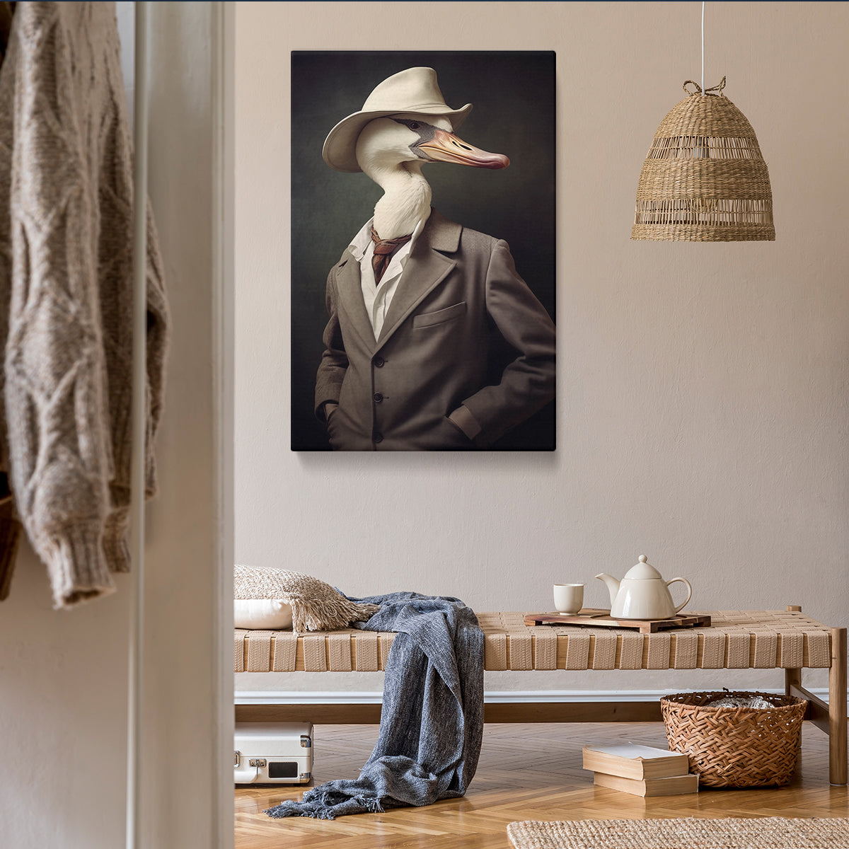 Charming Duck in Vintage Attire Canvas Prints Artesty 1 Panel 30"x46" 