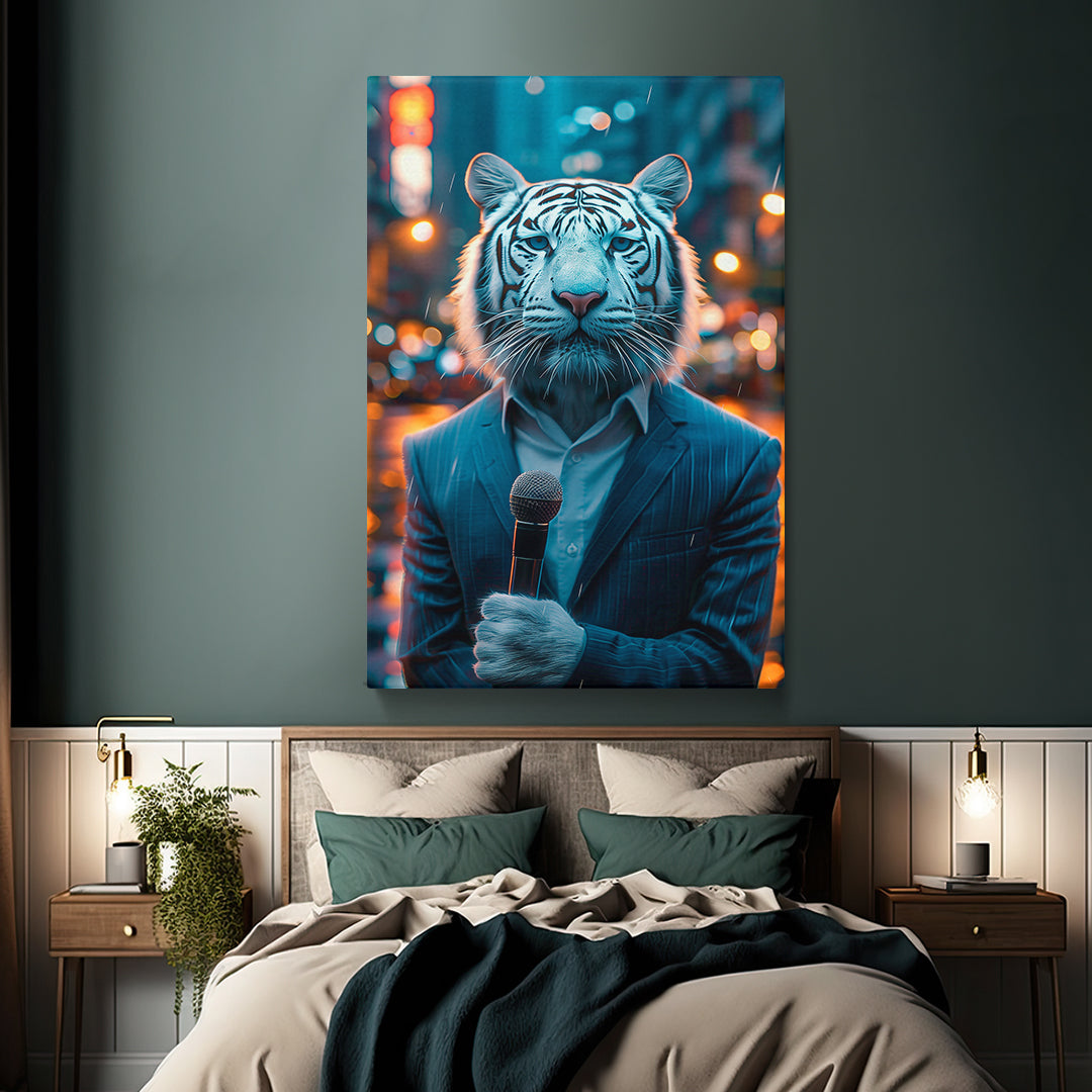 White Tiger News Reporter Canvas Prints Artesty
