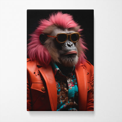 Stylish Monkey in Orange Jacket and Sunglasses Canvas Prints Artesty