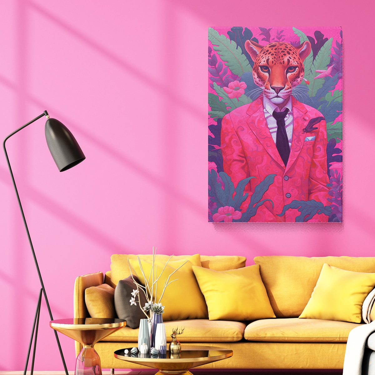 Leopard in Pink Suit Jungle Canvas Prints Artesty