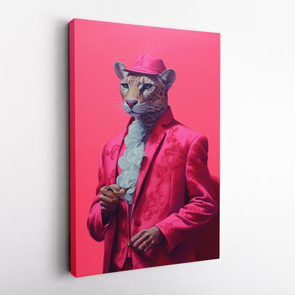 Leopard in Pink Suit and Cap Canvas Prints Artesty