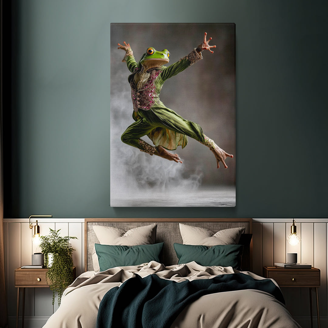 Elegant Dancing Frog in Costume Canvas Prints Artesty