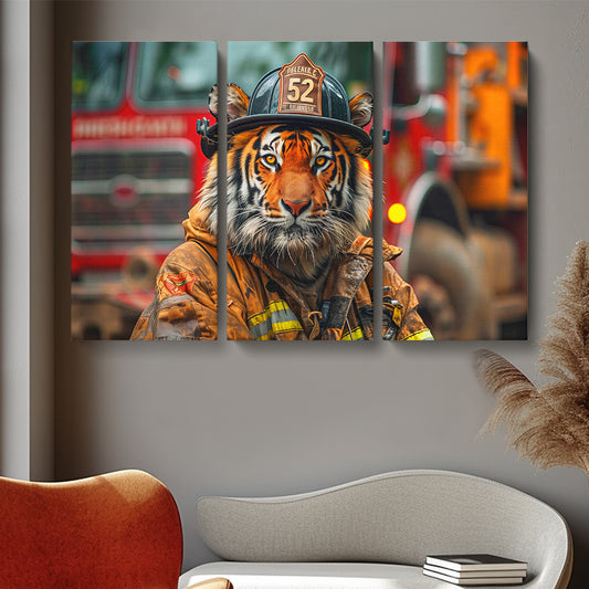 Tiger Firefighter Animals Canvas Print Artesty