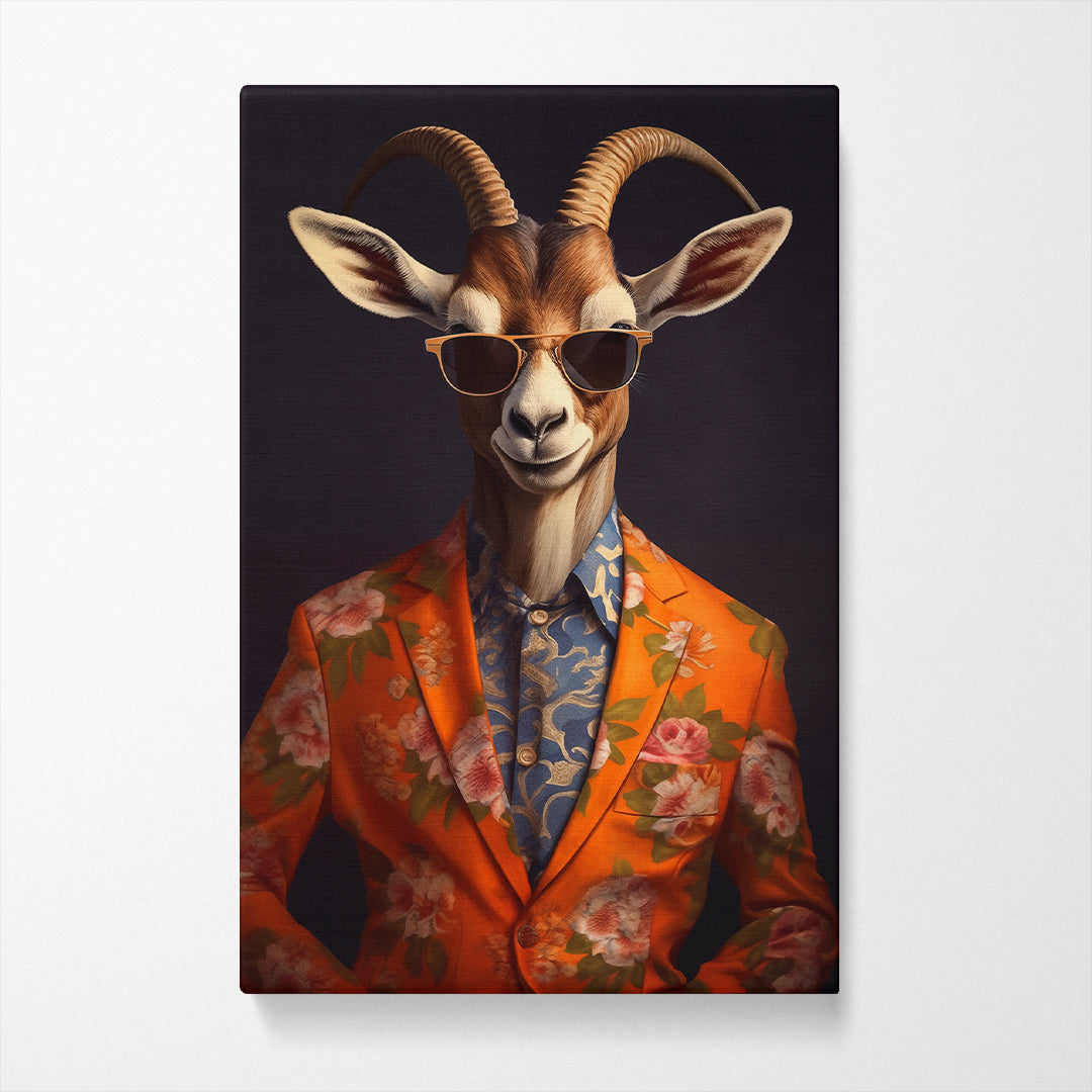 Trendy Gazelle in Blazer and Sunglasses Canvas Prints Artesty