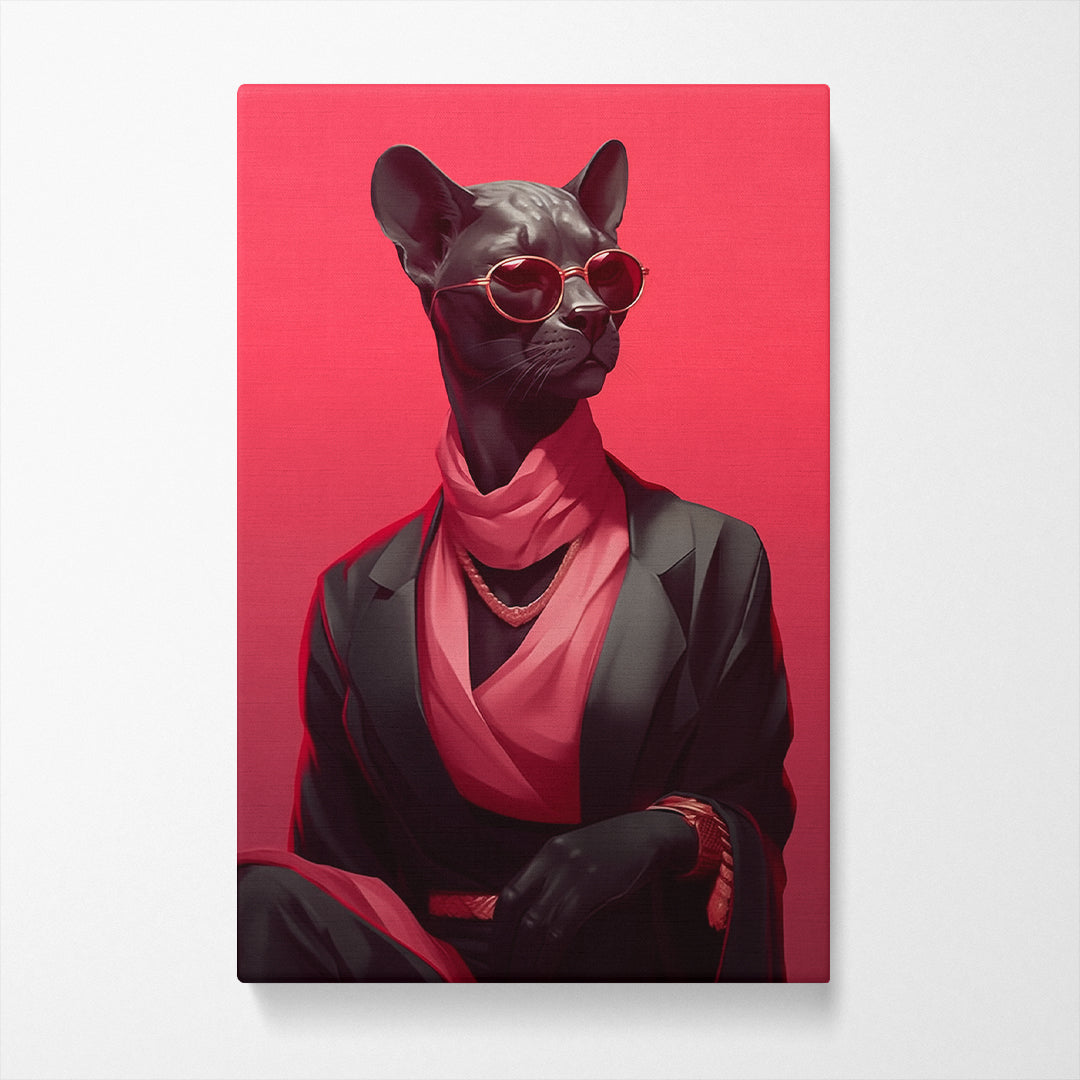 Black Cat in Elegant Outfit Canvas Prints Artesty