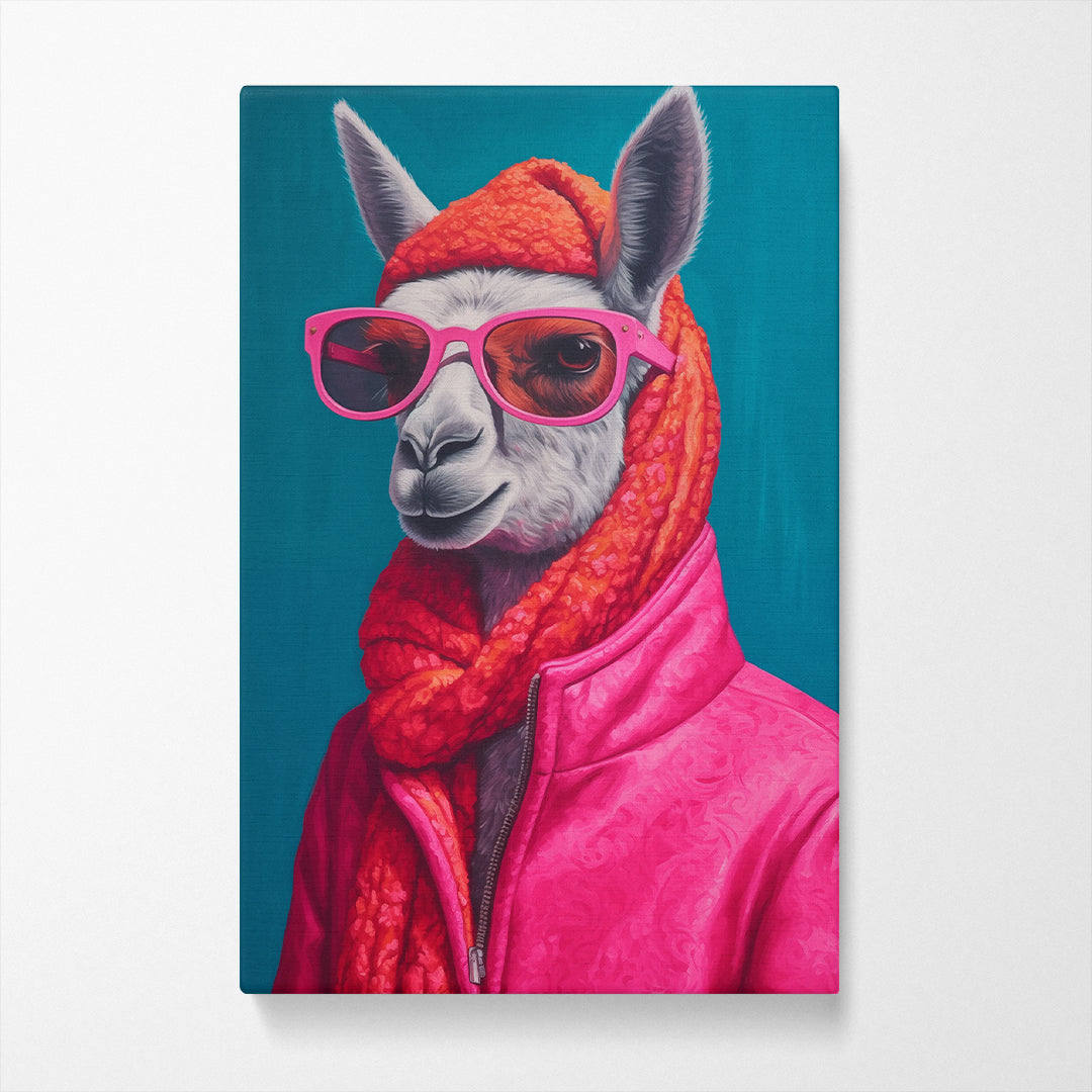 Llama in Pink Glasses Canvas Prints Artesty 1 Panel 16"x24"