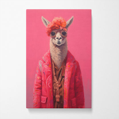 Llama Dressed in Pink Hipster Coat Canvas Prints Artesty
