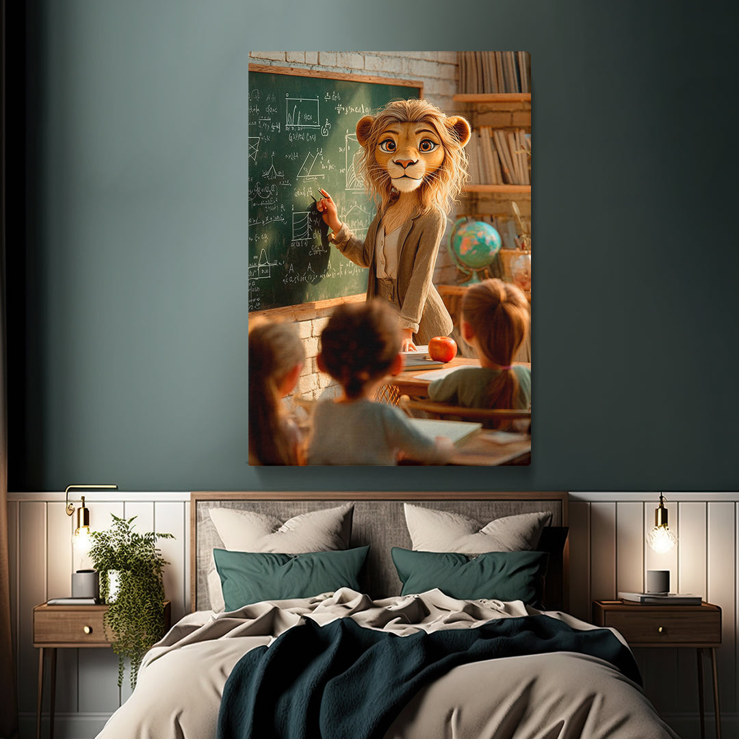 Lion Teacher in Classroom Canvas Prints Artesty