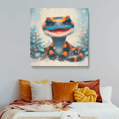 Smiling Salamander in Snow Contemporary Art Artesty