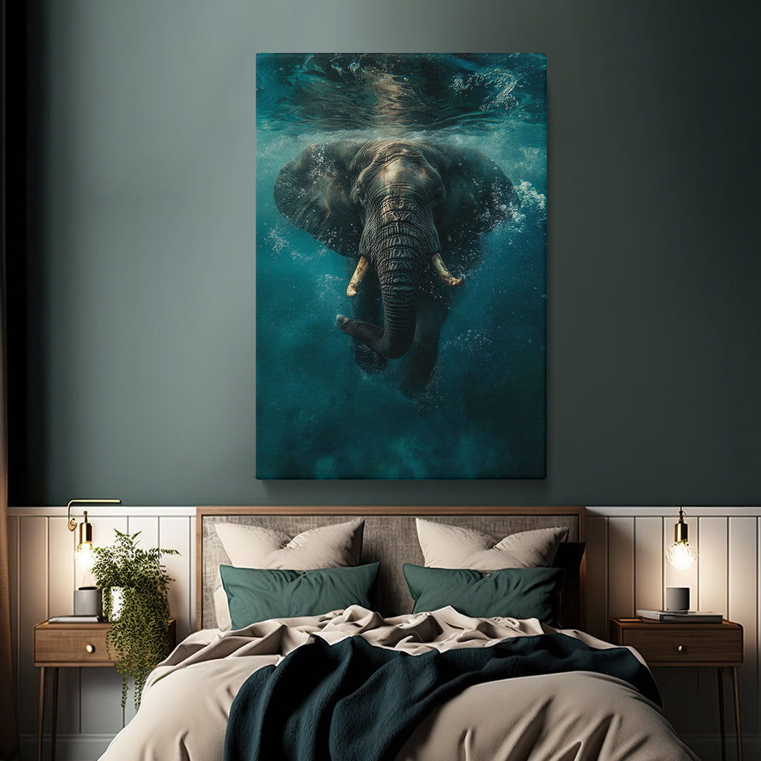 Majestic Elephant Swimming Underwater Canvas Prints Artesty