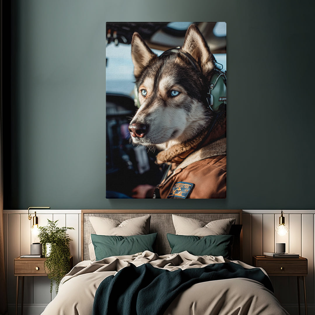 Husky Pilot Portrait Canvas Prints Artesty