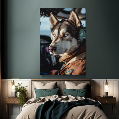 Husky Pilot Portrait Canvas Prints Artesty
