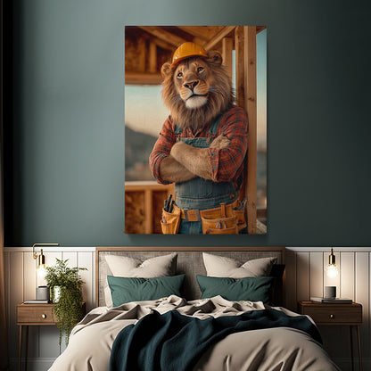 Construction Worker Lion Canvas Prints Artesty