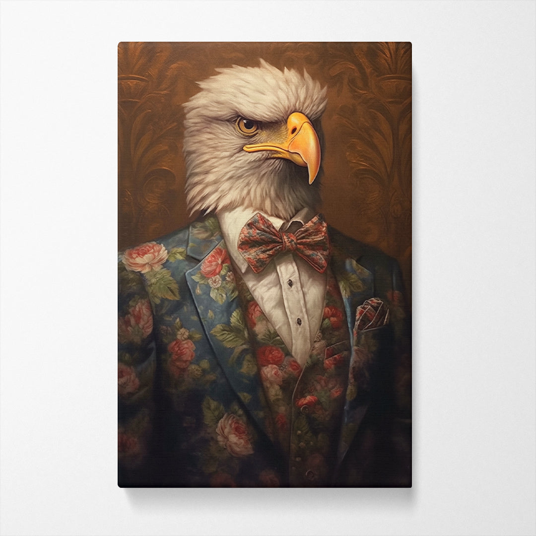 Eagle in Floral Suit Canvas Prints Artesty