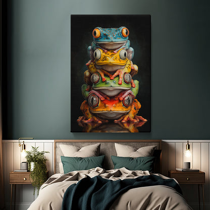 Stacked Colorful Frogs Canvas Prints Artesty
