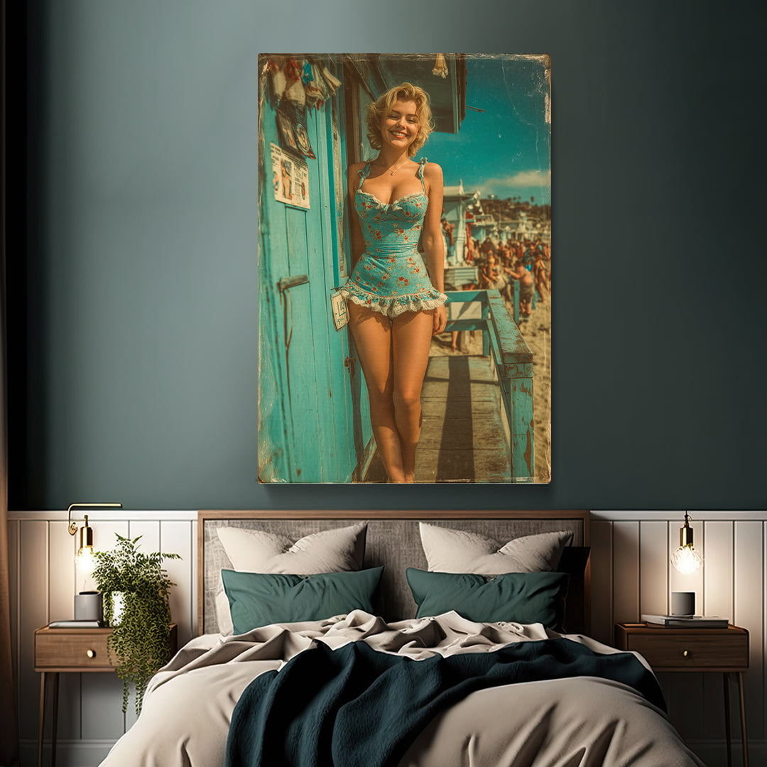 Sunny Vintage Pin-Up Girl Canvas Prints Artesty