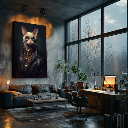 White Cat in Vintage Glasses Canvas Prints Artesty