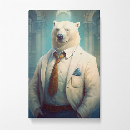 Polar Bear in Suit, Animal Office Decor Canvas Prints Artesty   