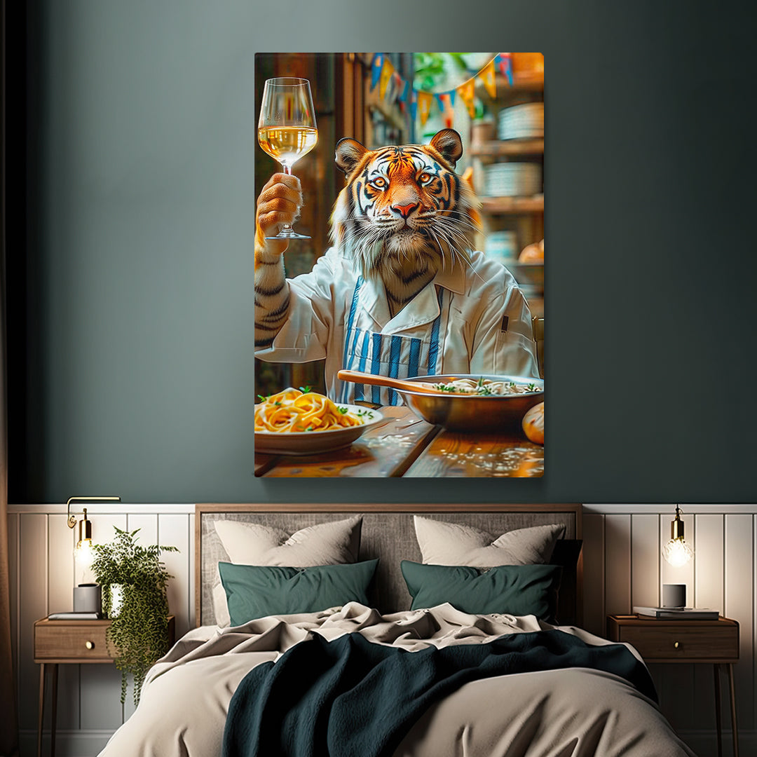 Tiger Chef With Wine Canvas Prints Artesty