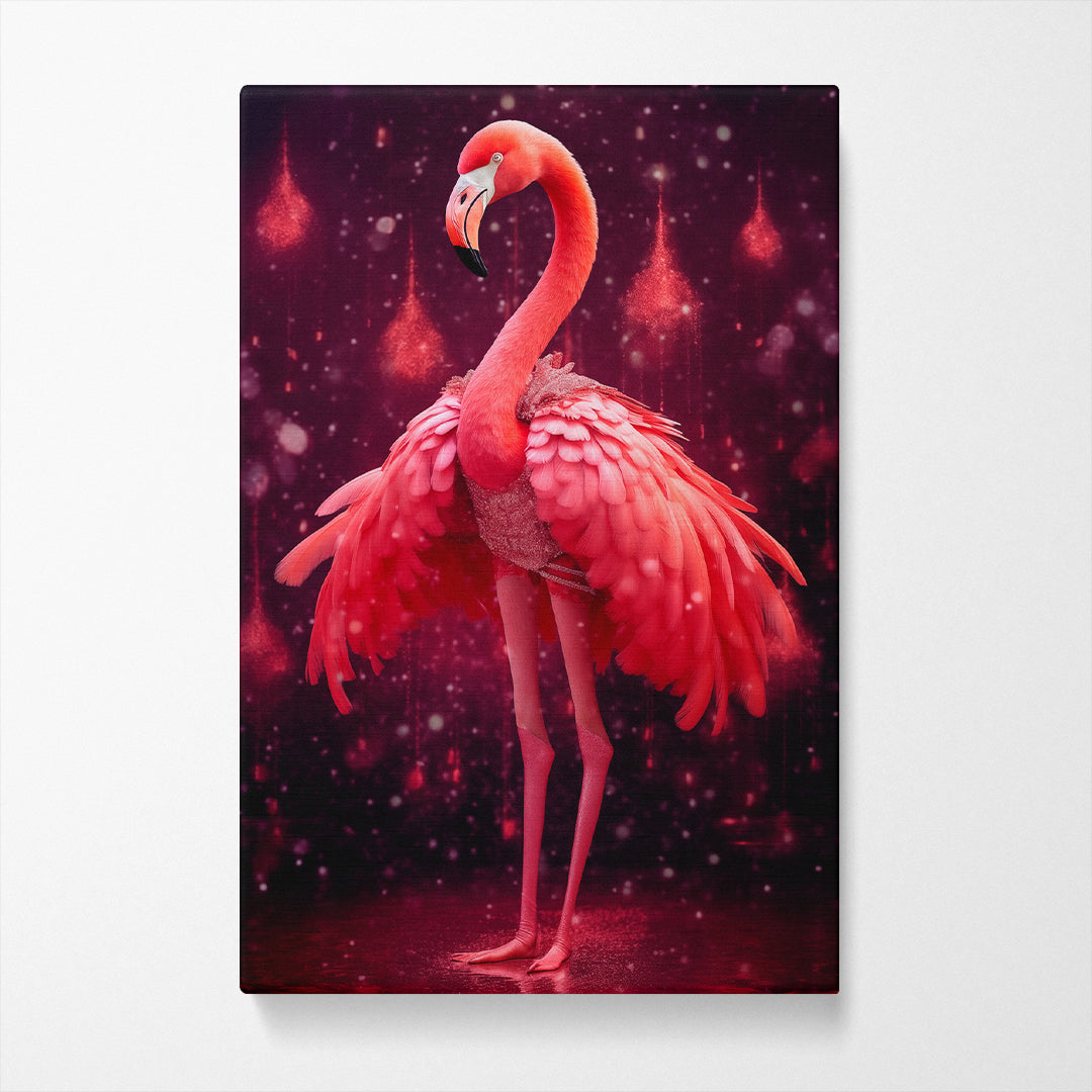Flamingo in Sparkling Dress Canvas Prints Artesty