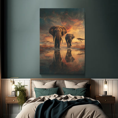 Majestic African Elephants at Sunset Canvas Prints Artesty