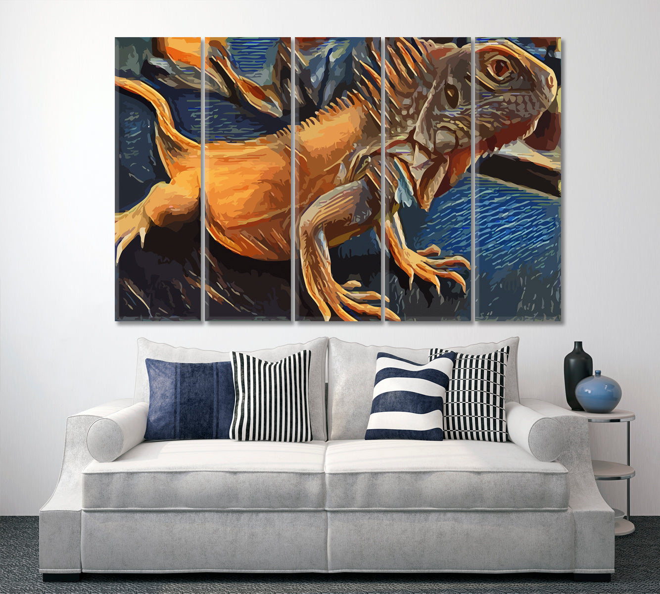 IGUANA Beautiful Reptile Lizards Animals Canvas Print Artesty 5 panels 36" x 24" 