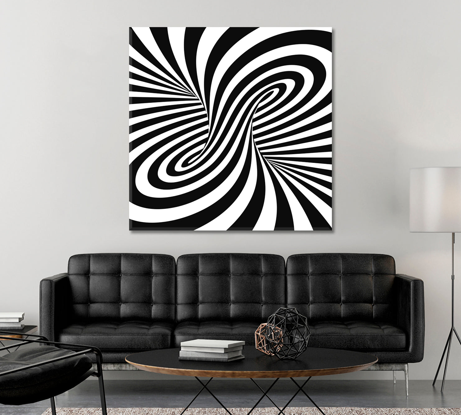 Black And White Spiral Optical Illusion Black and White Wall Art Print Artesty   