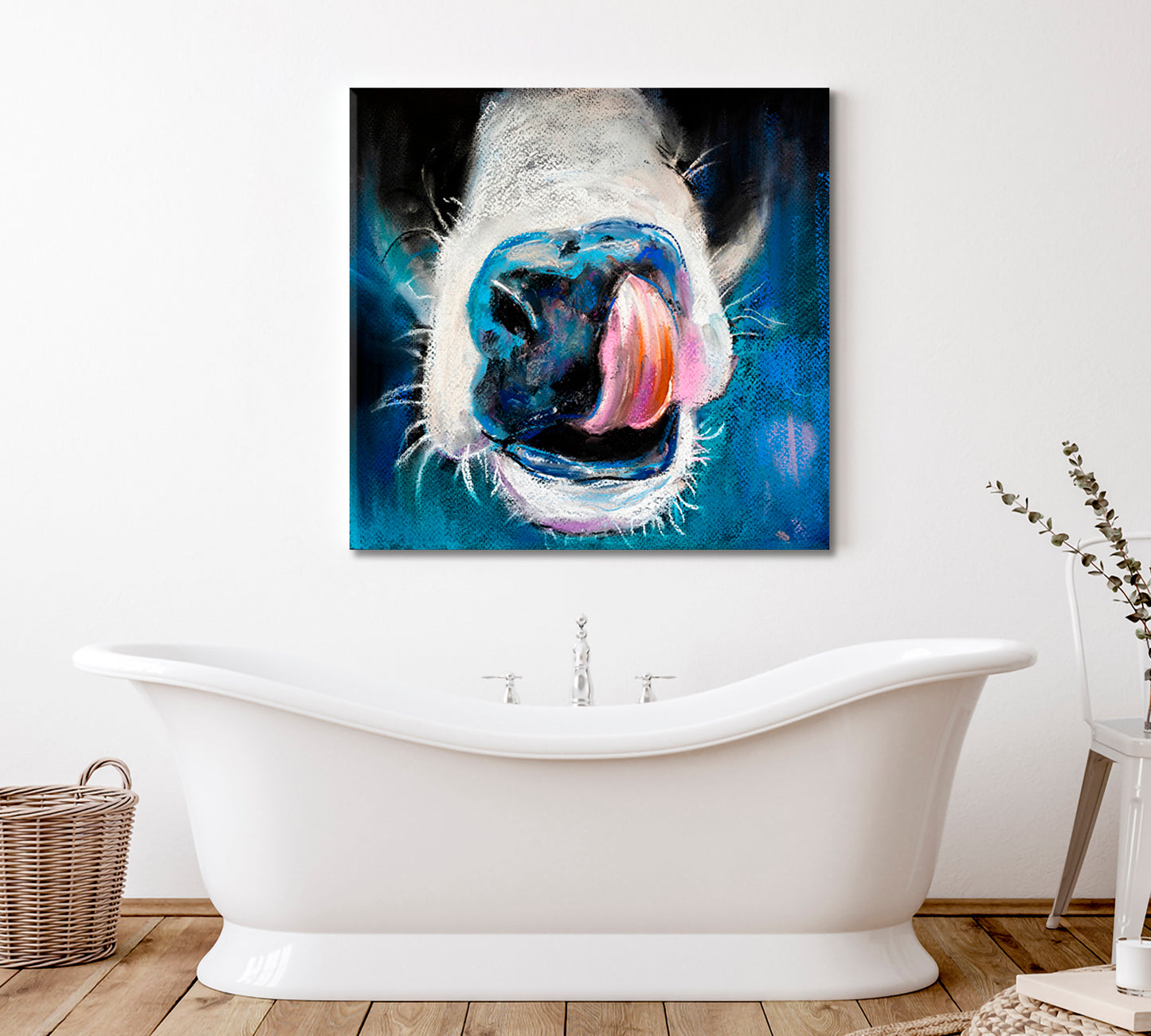 Funny Whimsical Animals Cow Sticking Tongue Out Animals Canvas Print Artesty   