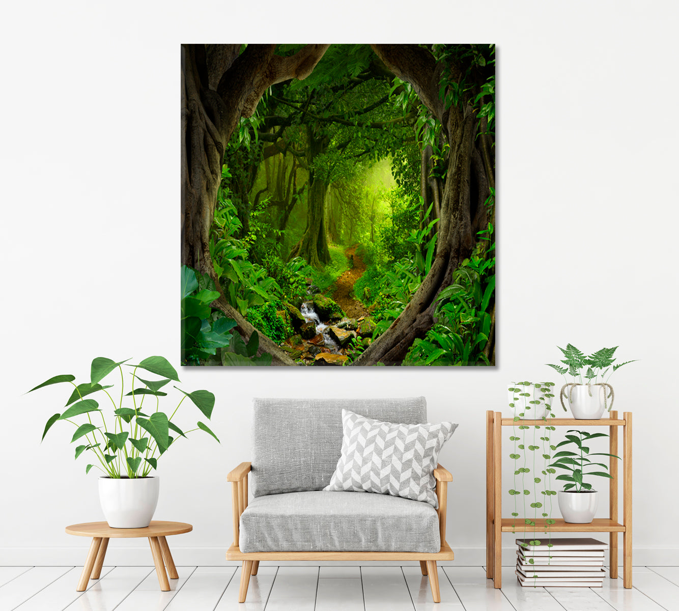 TROPICAL GREEN HOME Deep Tropical Jungles Floral & Botanical Split Art Artesty   