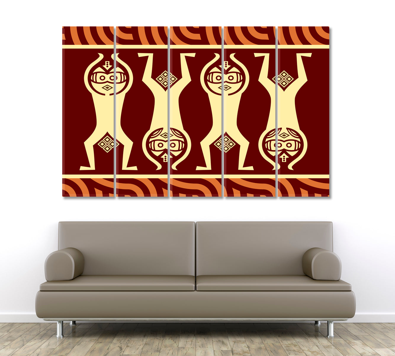 Abstract Indonesian Ethnic Pattern Abstract Art Print Artesty 5 panels 36" x 24" 