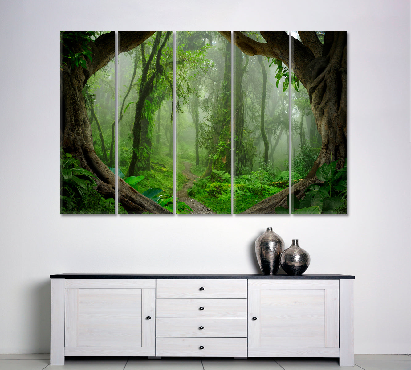 Jungle Trees Rainforest Tropical, Exotic Art Print Artesty 5 panels 36" x 24" 