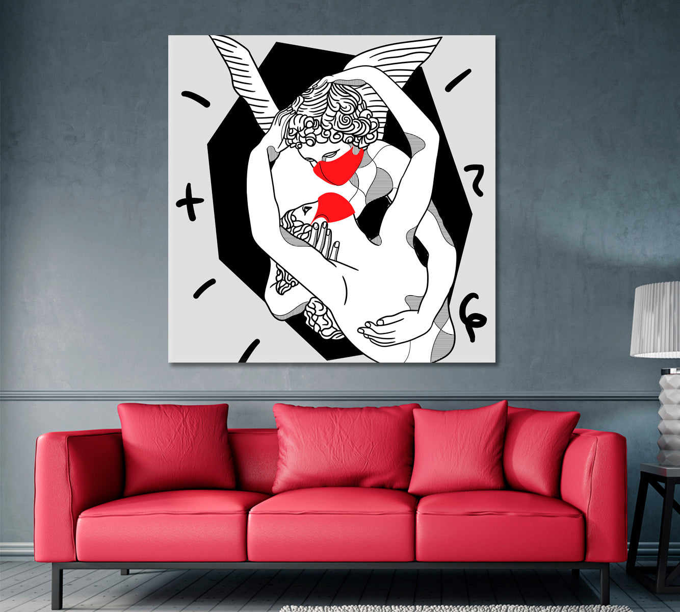 MEDICINE CONCEPT Cupid kiss Wearing Medical Mask Contemporary Art Artesty   