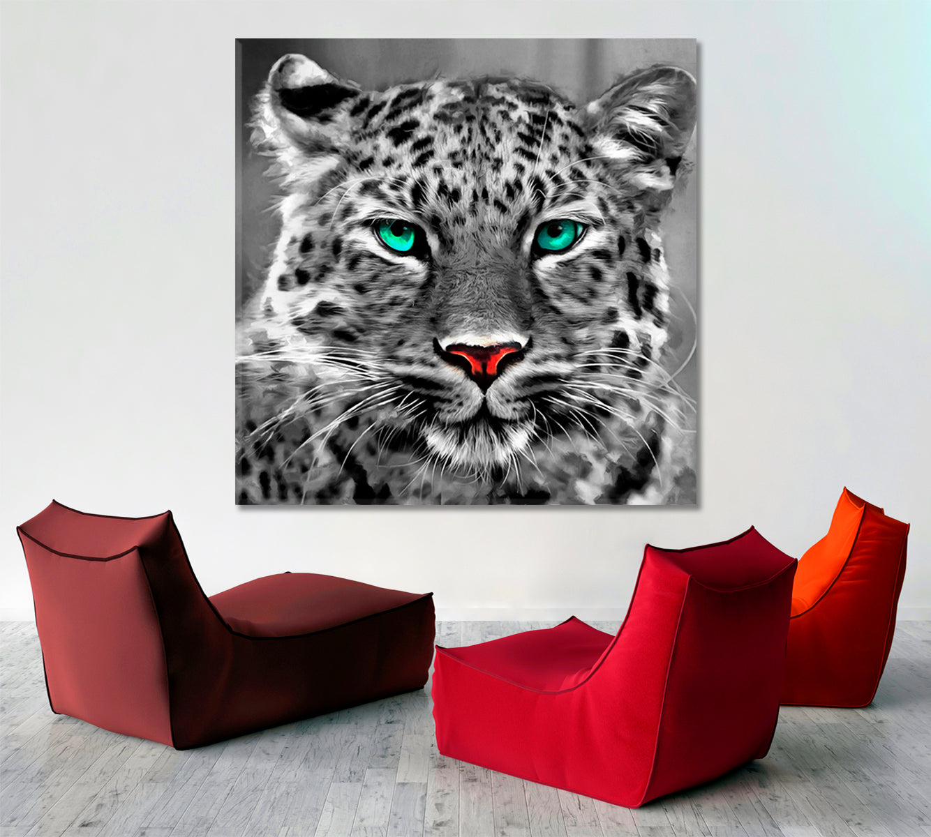 Portrait Albino Bengal Tiger Turquoise Eyes Animals Canvas Print Artesty   