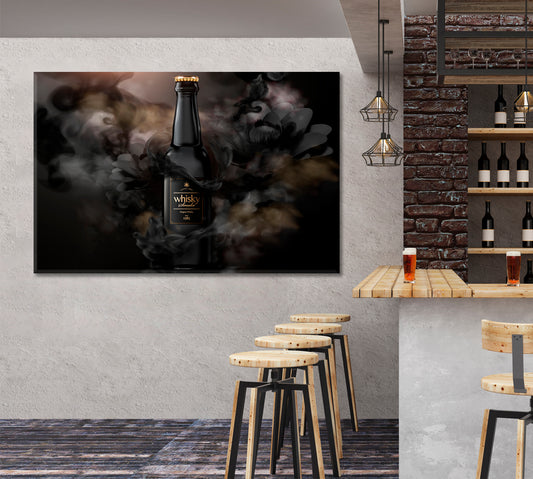 Premium Whiskey Black Fog Vintage Affordable Canvas Print Artesty 1 panel 24" x 16" 