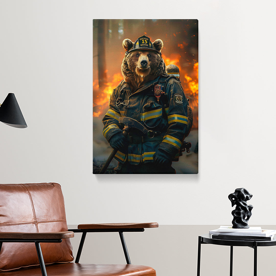 Bear Firefighter Canvas Prints Artesty