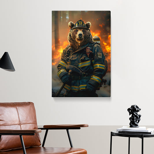 Bear Firefighter Canvas Prints Artesty