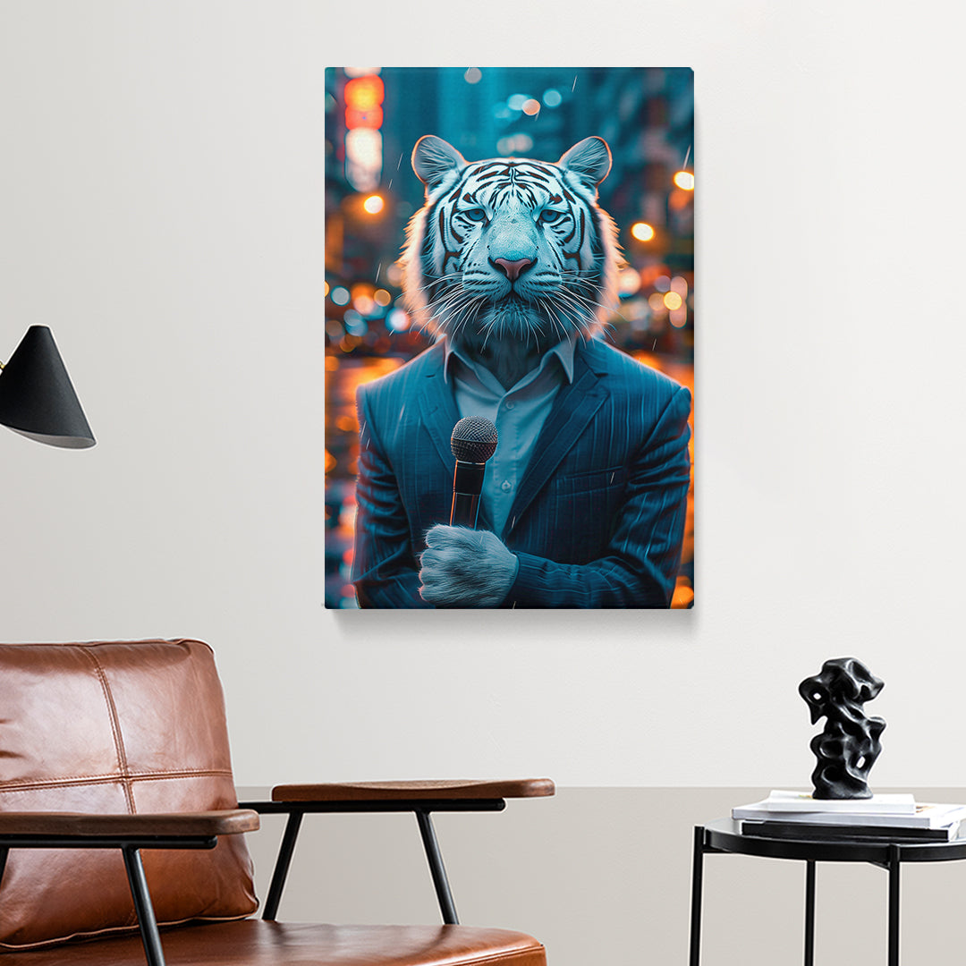 White Tiger News Reporter Canvas Prints Artesty