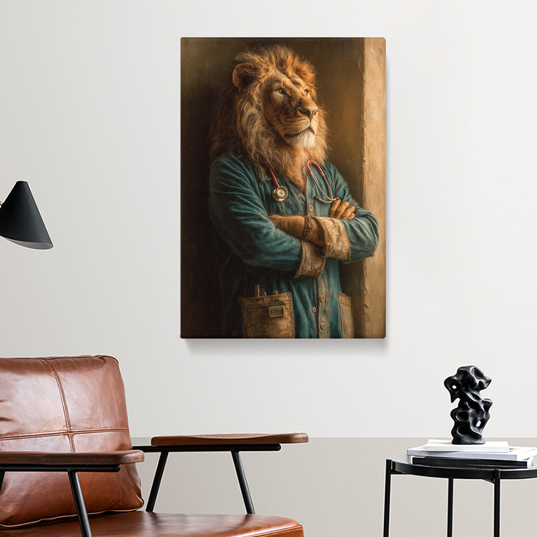 Lion Doctor Portrait Canvas Prints Artesty