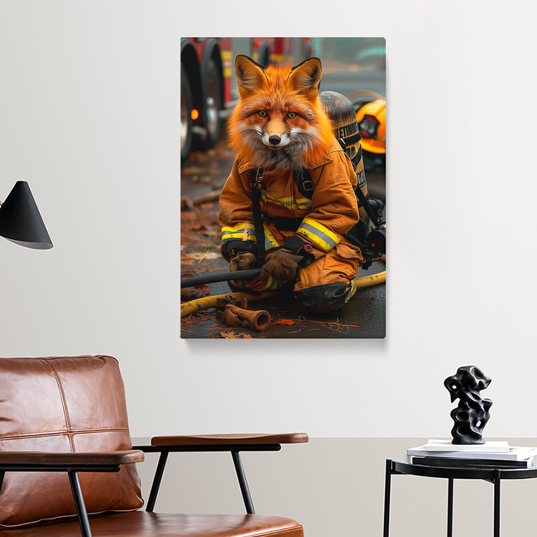 Firefighter Fox Canvas Prints Artesty